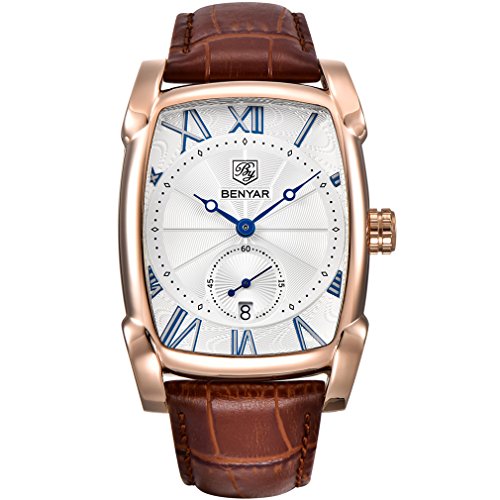BENYAR Waterproof Watch: BENYAR Classic Rectangle Case – Side View
