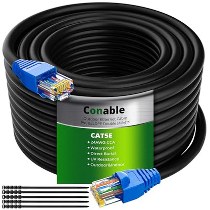 Cat5e Outdoor Ethernet Cable: 150 Feet Heavy Duty Internet – Front View