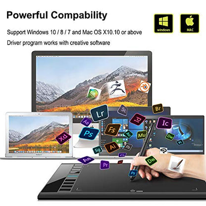 Tablet Graphics: UGEE M708 10x6 Inch Large Drawing Tablet – Back View