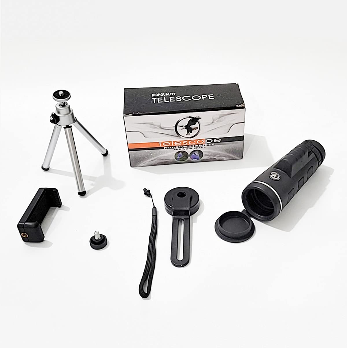 Akingshop Monocular Telescope, 10x40 Waterproof Monocular with Smartphone Holder & Tripod, Clear FMC BAK4 Prism Pocket Telescope, Great for Birds Watching, Wildlife, Hunting, Camping, Hiking, Tourism