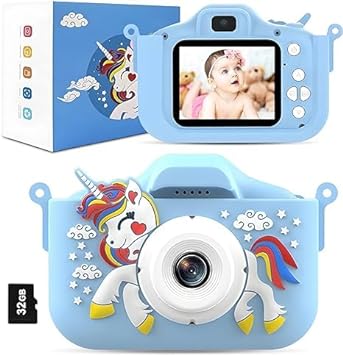 Kids Camera Toys for 3-8 Year Old Boys,Children Digital Video Camcorder Camera, Best Christmas Birthday Festival Gift for Kids - 32G SD Card Included