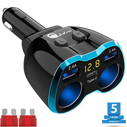 Cigarette Lighter Splitter: 2-Socket USB-C 12V Car Charger – Additional Angle