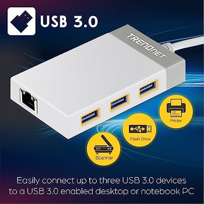 Port Ethernet: TRENDnet 3-Port USB 3.0 Hub TU3-ETGH3 – In Use