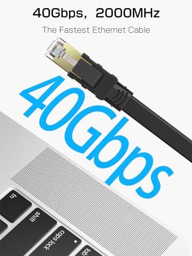 Cable Senetem: Senetem Cat 8 Ethernet Cable 75ft High-Speed – Side View