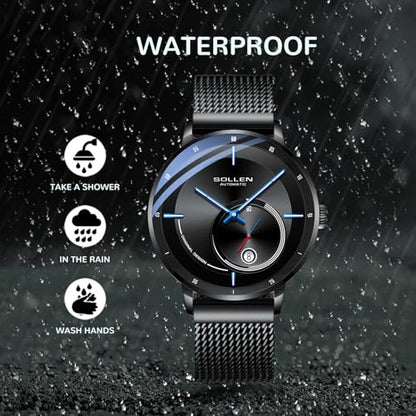Men's Sollen Automatic Watch: Sollen Black Minimalist 3ATM – Packaging