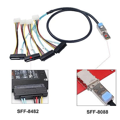 SAS SFF-8088: Heretom Mini-SAS SFF-8088 26P to 4 X SAS – Side View