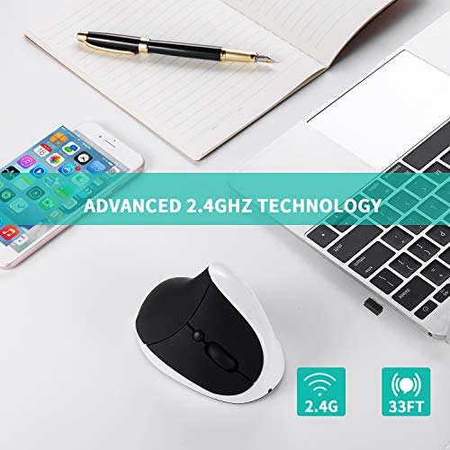 Aurtec Vertical Mouse: Rechargeable 2.4G Wireless Ergonomic – Close-up Detail