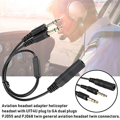 Adapter Headset: Black Universal Aviation Headset Adapter – In Use
