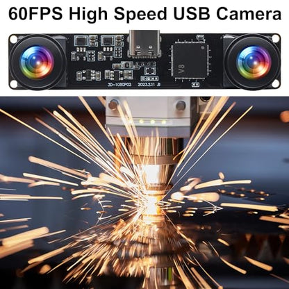 IFWATER 3D Stereo USB Camera: 1080p 60fps High-Speed Webcam – Side View