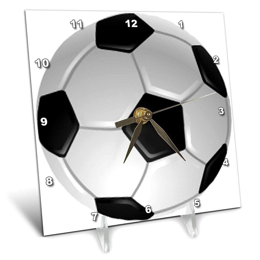 3dRose dc_6254_1 Soccer Ball-Desk Clock, 6 by 6-Inch