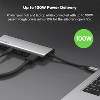 Belkin USB C Hub, 7-in-1 MultiPort Adapter Dock with 4K HDMI, USB-C 100W PD Pass-Through Charging, 2 x USB A, 3.5mm Audio, SD 3.0 Slot and Micro SD 3.0 for MacBook Pro, Air, iPad Pro, XPS and More