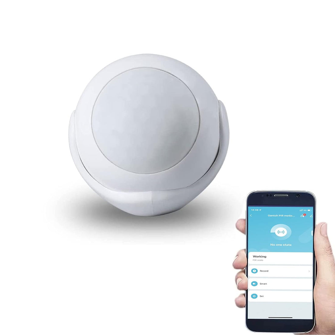 Gantch PIR Motion Sensor, Requires Gantch HUB（Smart Gateway）, Tuya Powered Zigbee Connection,.Compatible with Apple HomeKit, Alexa, 360° Detection Security Burglar Alarm Sensor Smart Life APP Control