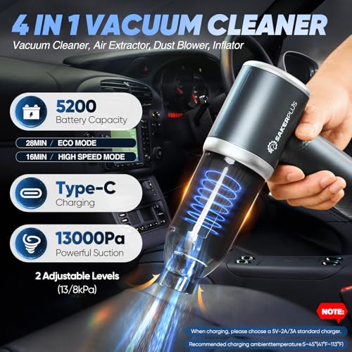 Vacuum Cleaner: SakerPlus Mini 3-in-1 Cordless Handheld – Side View