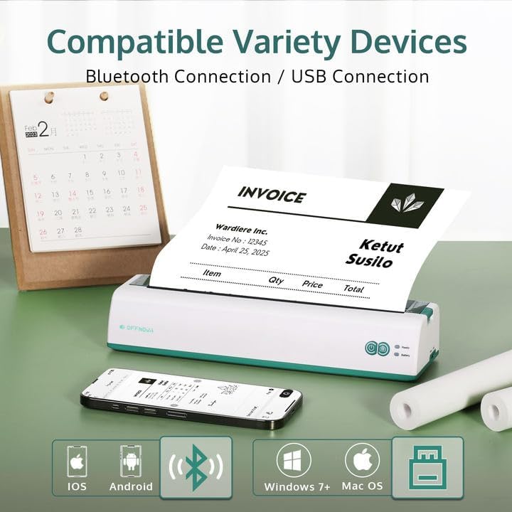 Printer Thermal: OFFNOVA Portable Wireless Thermal Inkless – Close-up Detail
