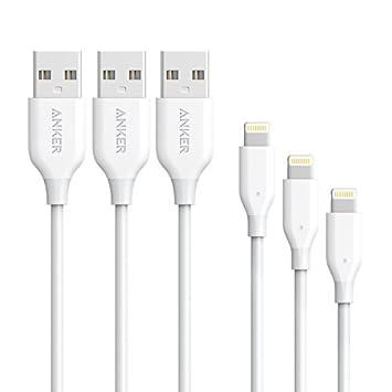 [3 Pack: 3ft/6ft/10ft] Anker PowerLine Lightning Apple MFi Certified - One of The World's Fastest, Most Durable Lightning Cables for iPhone 7/7 Plus 6/6s Plus 5s/5, iPad mini/4/3/2, iPad Pro Air 2