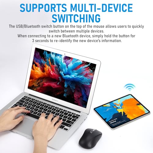 Mouse Bluetooth: Advanced Wireless Mouse with 2 Bluetooth – Back View
