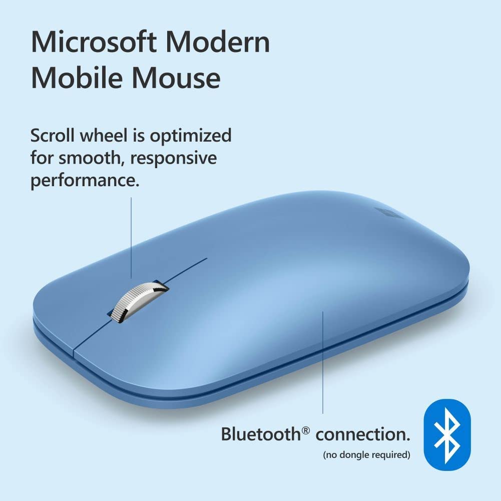 Microsoft Wireless Bluetooth Mouse (2022), Sculpted Design for Ultimate Comfort and Smooth Scrolling, up to 1 Year of Battery Life, 2.4G Range, Sapphire Color