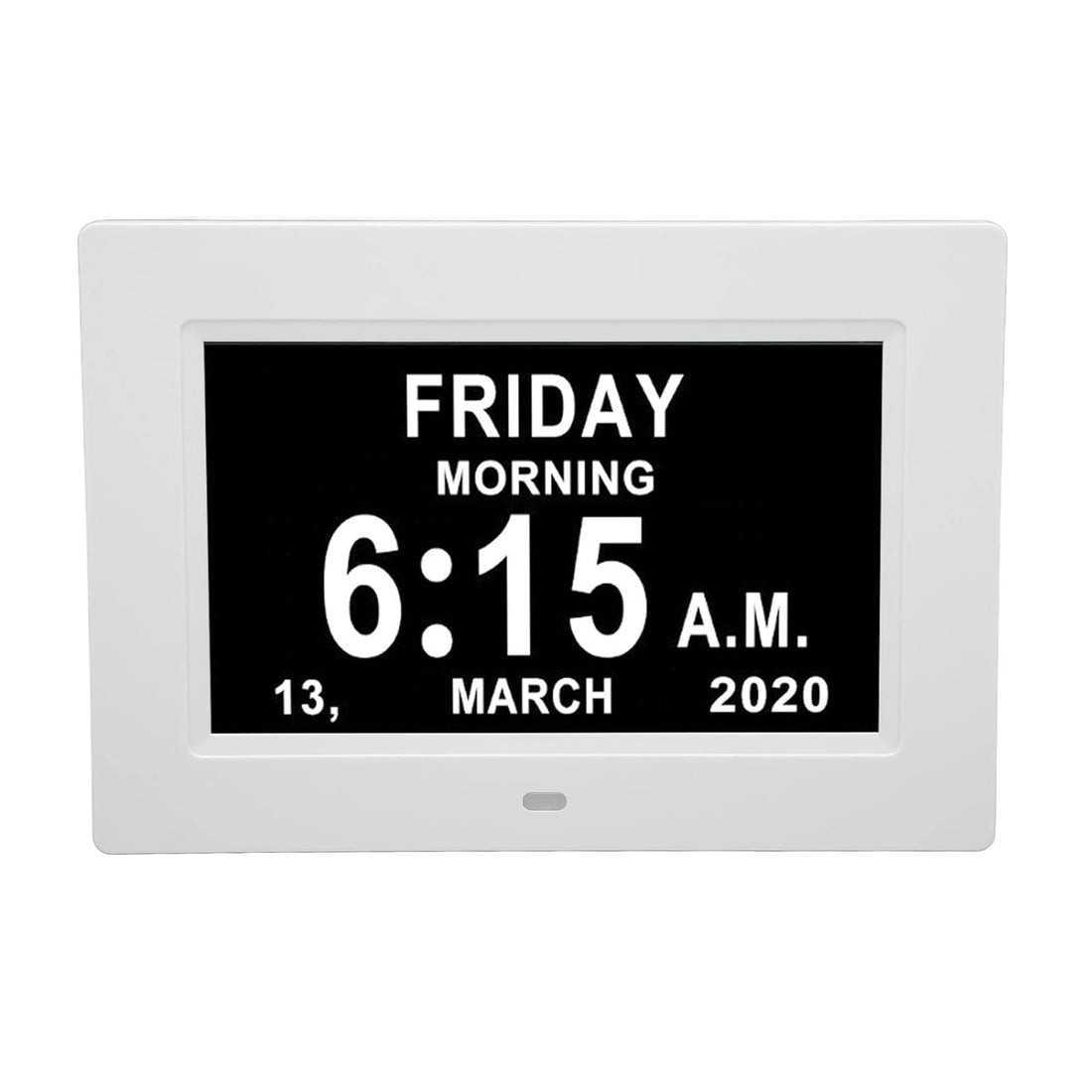 Digital Day Clock, 7 Inch 8 Languages Auto Dimmable Day Clock, Digital Calendar Alarm Day Clock with Unabbreviated Week Month Date for Elderly 110‑240V (US Plug)