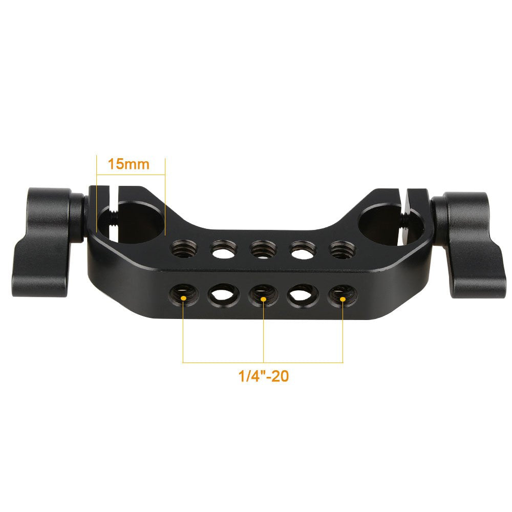 CAMVATE 15mm Rod Clamp with 1/4"-20 Thread for DLSR Camera Rig Cage Baseplate (Black)