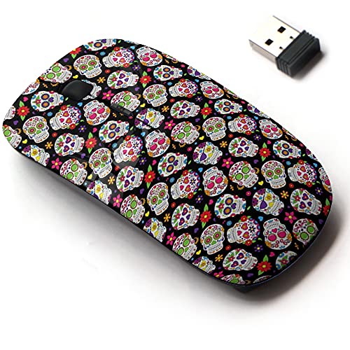 Wireless Mouse: 2.4G Dead Sugar Skulls Design – Front View