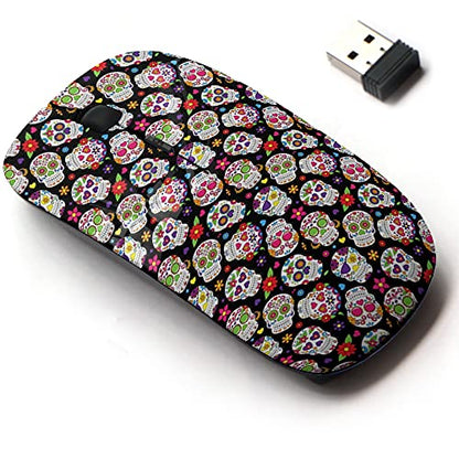 Wireless Mouse: 2.4G Dead Sugar Skulls Design – Front View