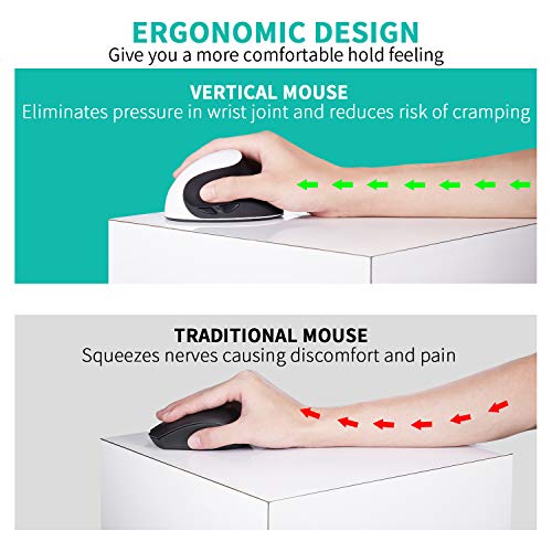 Aurtec Vertical Mouse: Rechargeable 2.4G Wireless Ergonomic – Side View