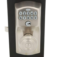 Schlage FE595 CAM 619 GEO Camelot Keypad Entry with Flex-Lock and Georgian Style Knobs, Satin Nickel
