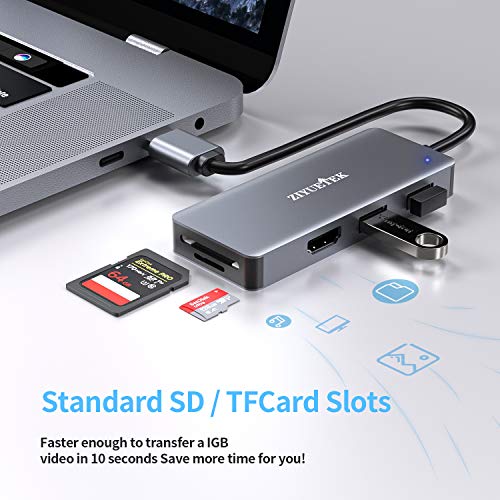 Adapter Hub: ZIYUETEK 5-in-1 USB 3.0 Hub with HDMI 1080p – Close-up Detail