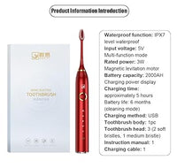 Vsuna Electric Toothbrush for Adults Gift Box,IPX7 Waterproof,5 Modes with 2 Minutes Built in Smart Timer,Powerful whitening and Protection gingival Sensitive (Red-3pack)