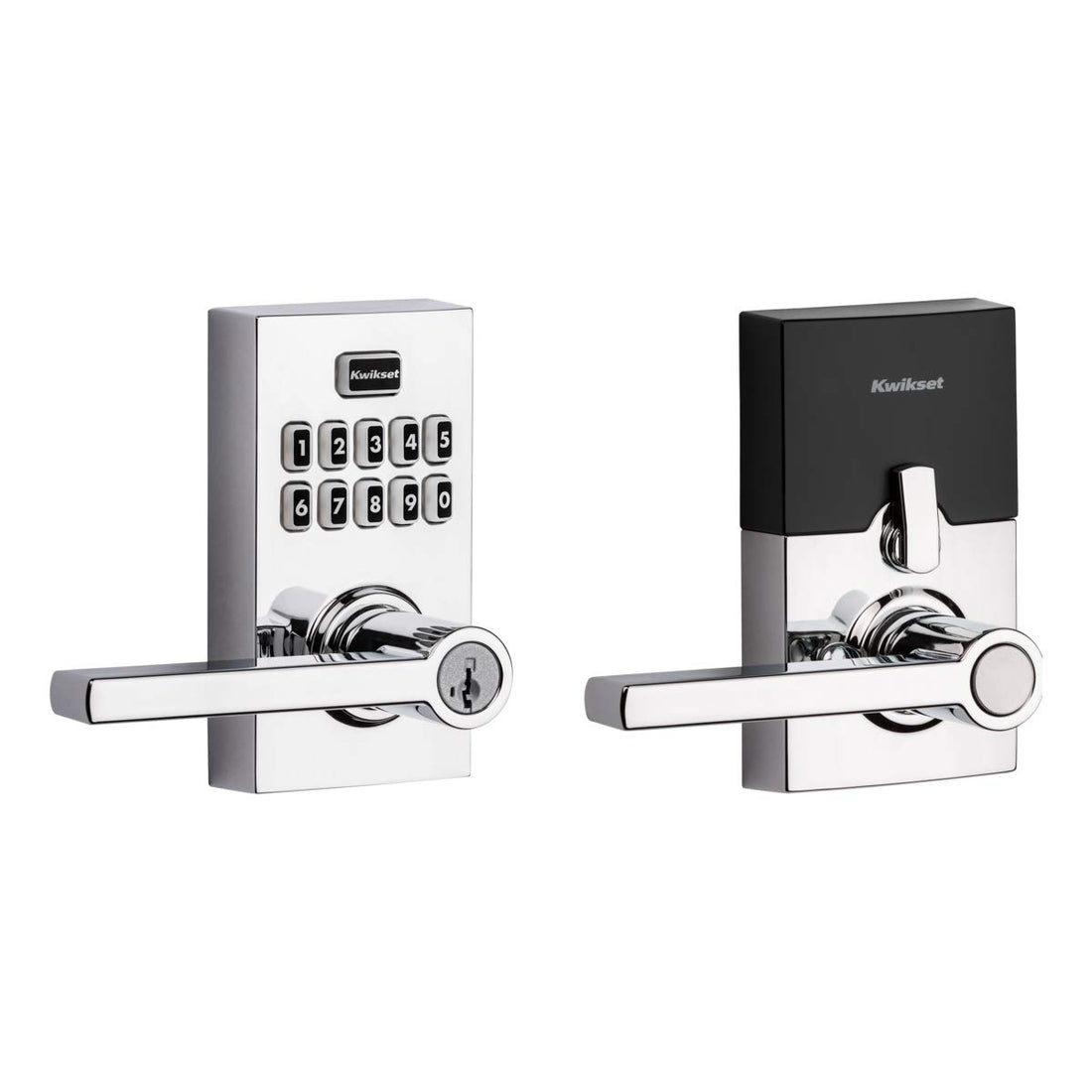 Kwikset 99170-005 SmartCode 917 Keyless Entry Contemporary Residential Keypad Electronic Lever Lock Deadbolt Alternative with Halifax Door Handle and SmartKey Security, Polished Chrome
