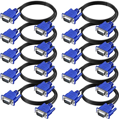 VGA Computer Cable: XiAyriky 10 Pack VGA Male to Male Cord – Front View