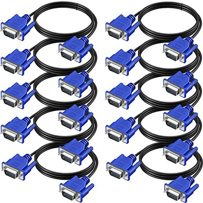 VGA Computer Cable: XiAyriky 10 Pack VGA Male to Male Cord – Front View