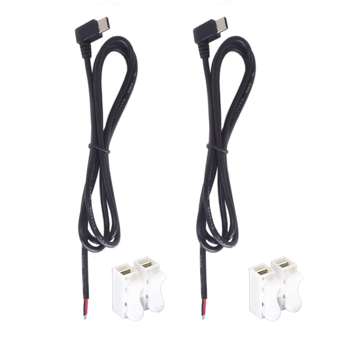 ELNONE 2PCS USB Type C Pigtail 2 Wire Left Right Direction,1M/3.3Feet USB C to 2 Pin Bare Wire Open End Wire Power Pigtail DIY Cable with Quick Wire Cable Connector