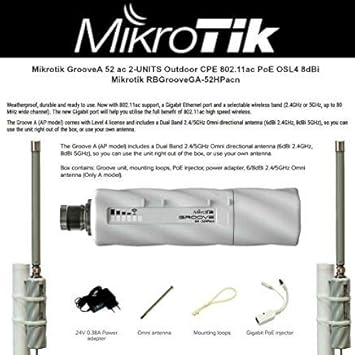 Mikrotik GrooveA 52 ac 2-Units Outdoor CPE 802.11ac PoE 2.4GHz 5GHz 5W OSL4 8dBi