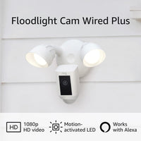 Ring Floodlight Cam Wired Plus with Motion-Activated 1080p HD Video, White (2021 Release)