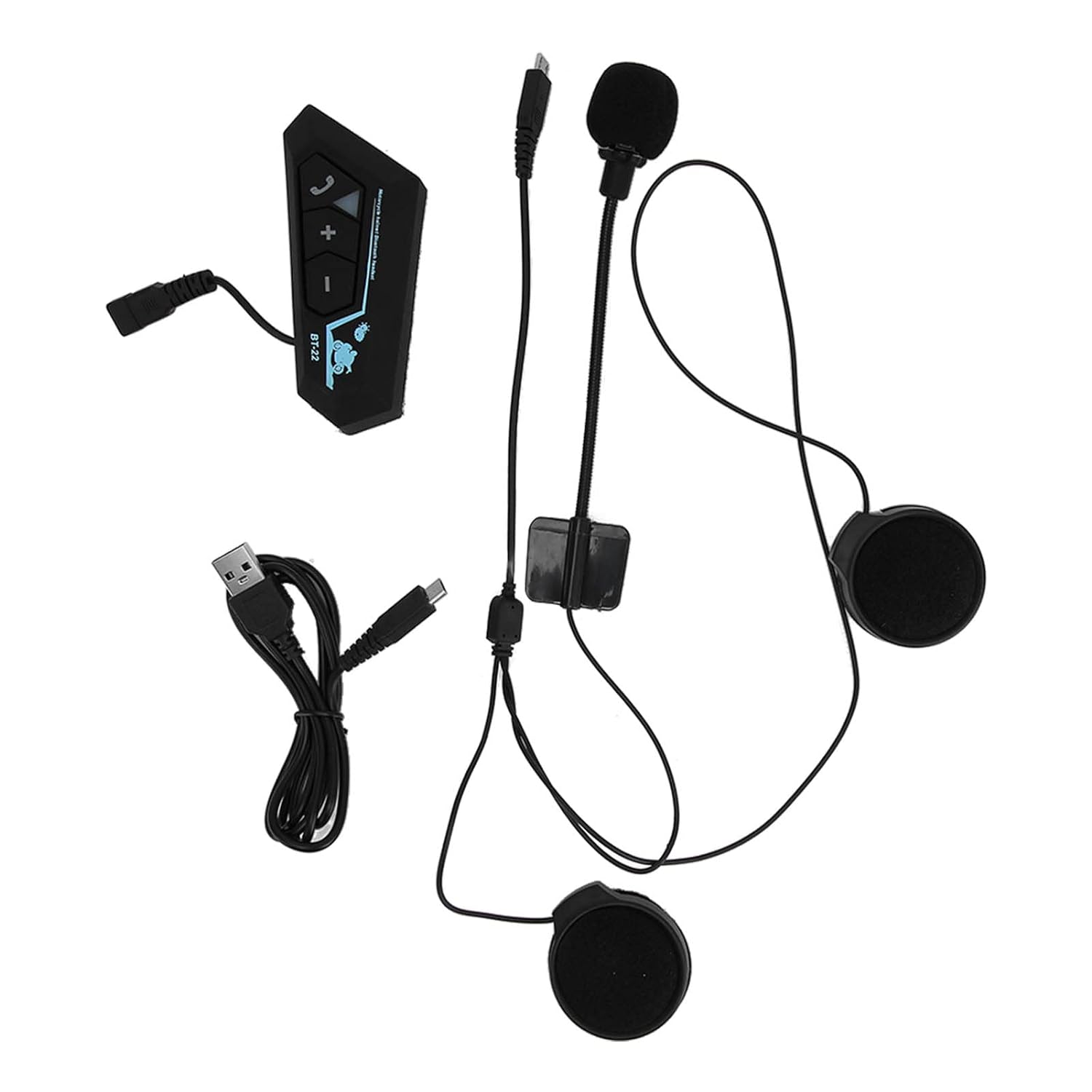 Bluetooth Headset for Helmet, BT22 Motorcycle Helmet Earphones 820 mAh Battery Automatic Response Noise Reduction Compatible with Intercom Connection Helmet Headset