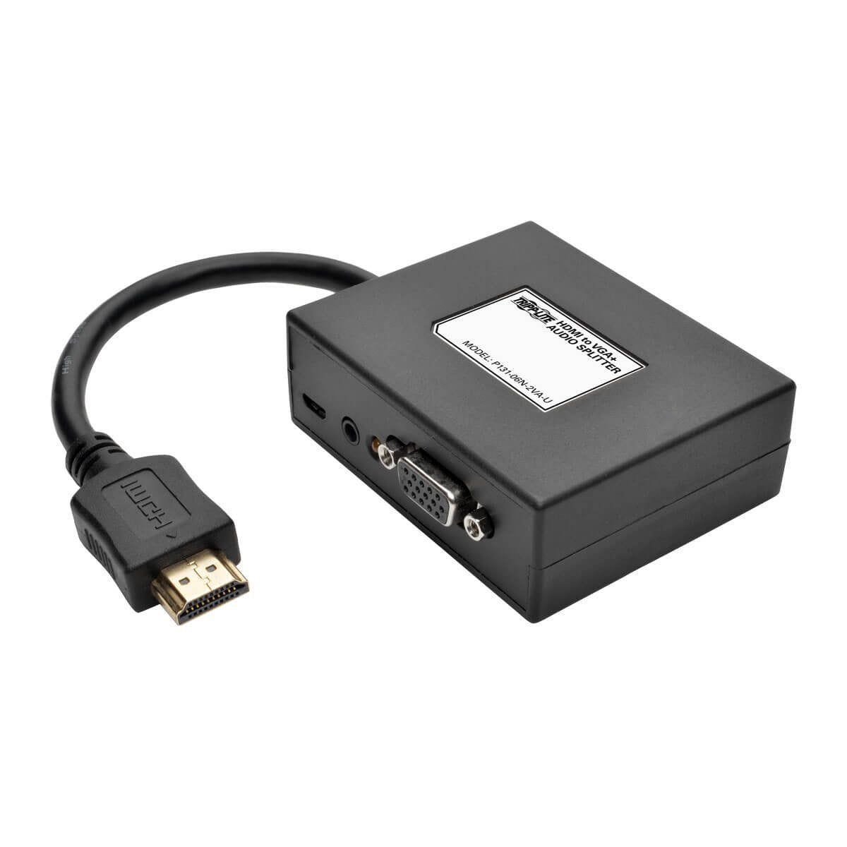 Tripp Lite 2-Port HDMI to VGA Splitter (M/2F), Audio/Video Adapter, HDMI to HD15, 1080p (P131-06N-2VA-U)