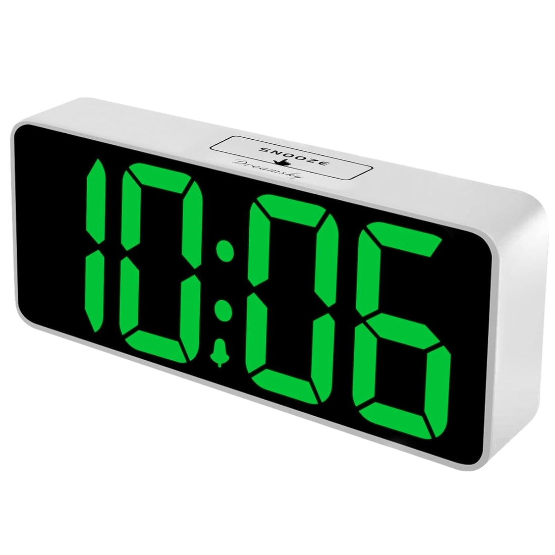 DreamSky 8.9 Inches Large Digital Alarm Clock with USB Charging Port, Fully Adjustable Dimmer, Battery Backup, 12/24Hr, Snooze, Adjustable Alarm Volume, Bedroom Alarm Clocks (White Case + Green Digit)