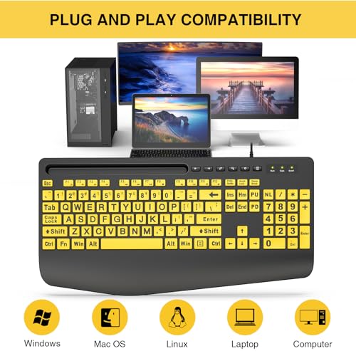 Sablute Large Print Keyboard: Wired Computer Keyboards with – Size Reference