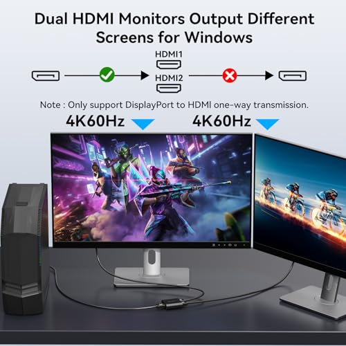 Dual Splitter: XPTSFDU DisplayPort to Dual HDMI Splitter – Back View