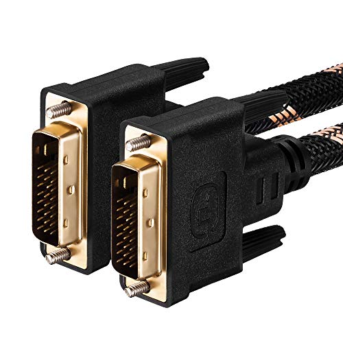 DVI to DVI Cable 25Ft: Nylon Braided DVI-D 24+1 Dual Link – Side View