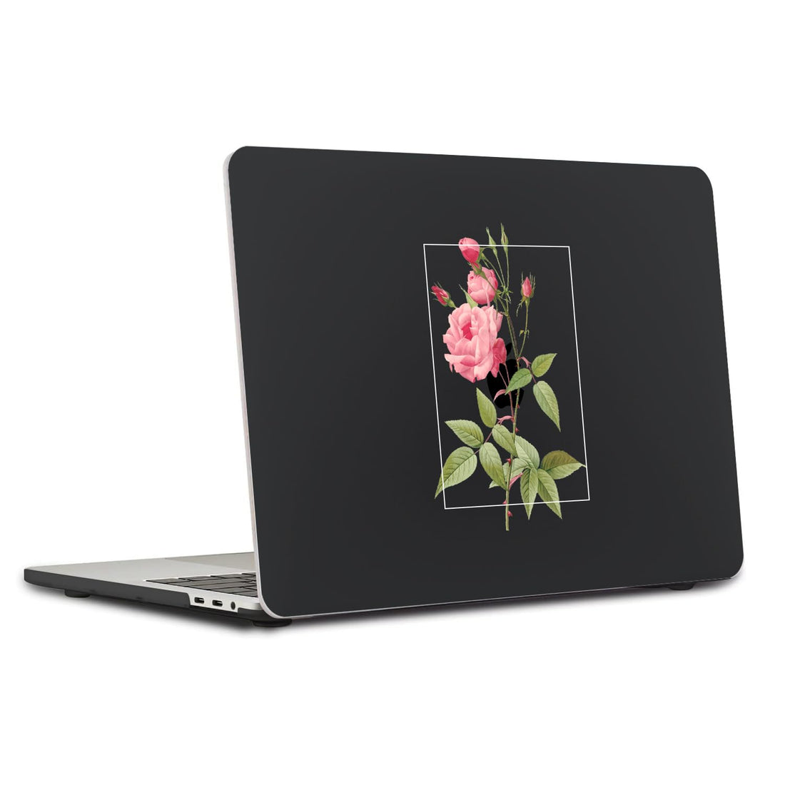 SaharaCase - Apple MacBook Air 13" M1 Chip Laptops Hybrid-Flex Arts Case with Silicon KeyPad Cover - Sleek Hard Shell, Snap-On, Anti-Slip Grip (Black Rose)