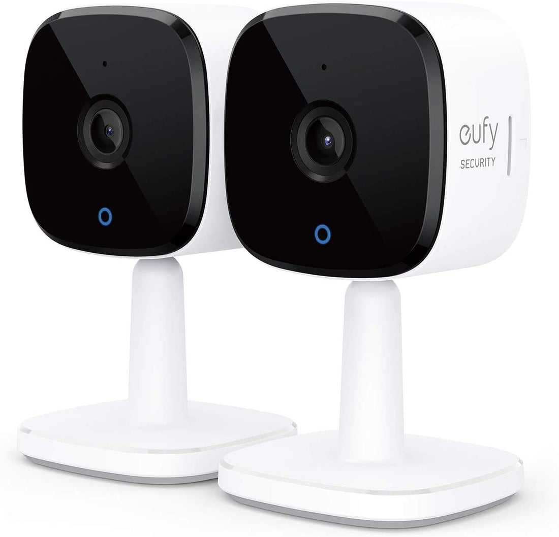 eufy security 2K 1080P Indoor Cam 2-Cam Kit, Plug-In Security Indoor Camera with Wi-Fi, IP Camera, Human and Pet AI, Works with Voice Assistants, Night Vision, Home Base Not Required (Black and White)