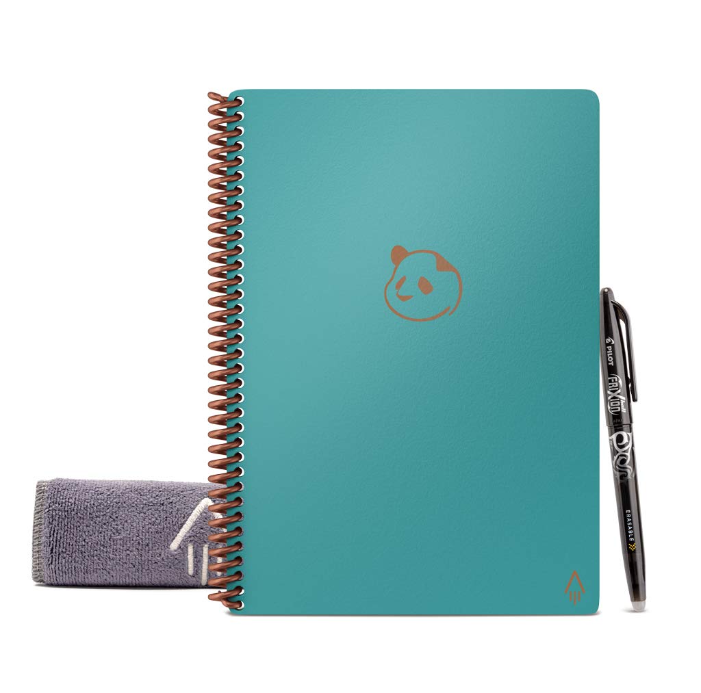 Rocketbook Panda Planner - Reusable Academic Daily, Weekly, Monthly, Planner with 1 Pilot Frixion Pen & 1 Microfiber Cloth Included - Teal Cover, Executive Size (6" x 8.8")