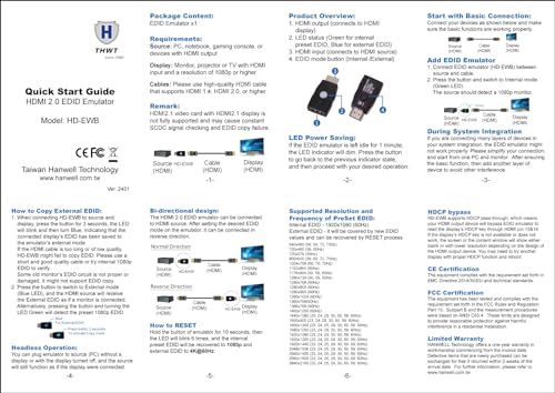 EDID 60Hz: THWT HDMI 2.0 4K EDID Emulator Model HD-EWB – In Use