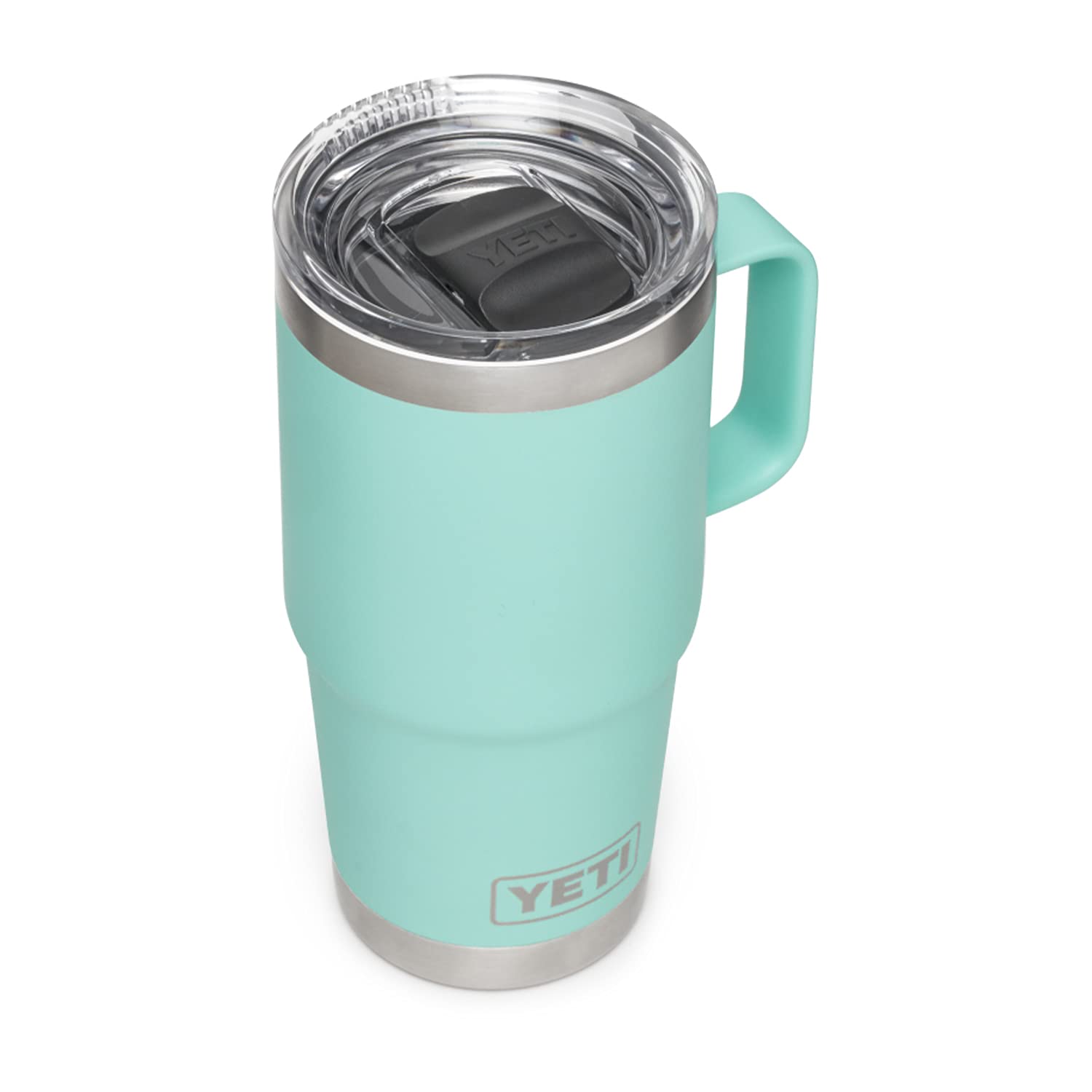 YETI Rambler 20 oz Travel Tumbler with Handle, Stainless Steel, Vacuum Insulated with MagSlider Lid, Seafoam