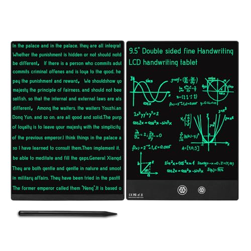LCD Writing Tablet: 9.5in Double Display Erasable Reusable – Front View