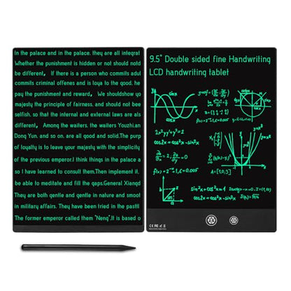 LCD Writing Tablet: 9.5in Double Display Erasable Reusable – Front View