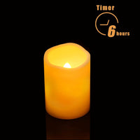 Waterproof Outdoor Battery Operated Flameless Candles with Cycling Timer, Realistic Flickering Plastic Fake Electric LED Pillar Lights for Garden Wedding Party Halloween Christmas Decor 3x4 Inches