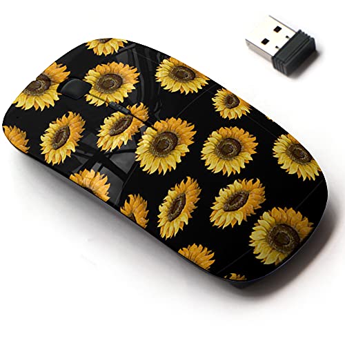 Wireless Mouse: 2.4G Cute Sunflower Pattern Design – Front View